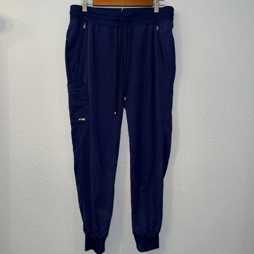 Grey's Anatomy Barco Navy Blue Scrub‎ Jogger Pants Spandex Stretch Cargo Small